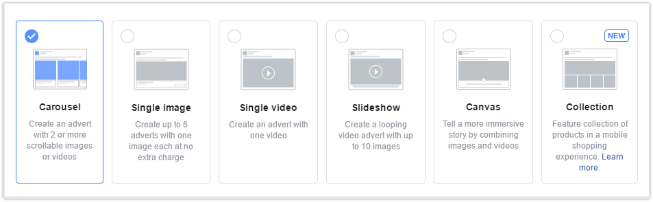 Facebook Ads Format Types