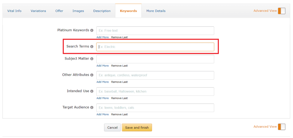 Amazon Backend Search Terms