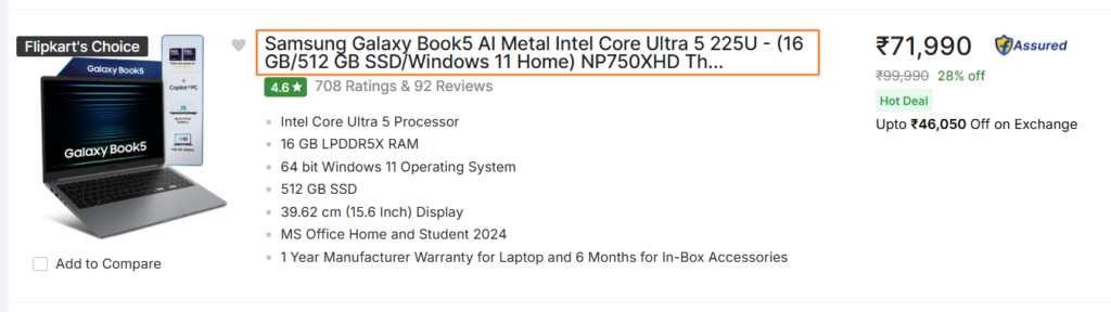 Flipkart Listing Optimization - Improve Title